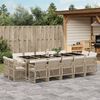 vidaXL 15 Piece Garden Dining Set with Cushions Beige Poly Rattan