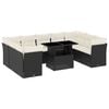 vidaXL 10 Piece Garden Sofa Set with Cushions Black Poly Rattan