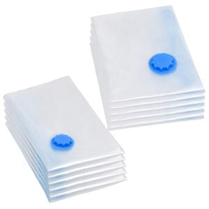 vidaXL Vacuum Travel Bag | Set of 10 | Transparent and Blue | Plastic | 2 Sizes