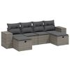 vidaXL 6 Piece Garden Sofa Set with Cushions Grey Poly Rattan