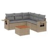 vidaXL 6 Piece Garden Sofa Set with Cushions Beige Poly Rattan