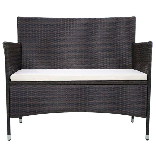 vidaXL Garden Bench 106 cm Poly Rattan Brown