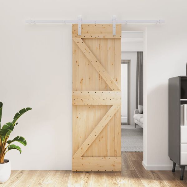 vidaXL Sliding Door with Hardware Set 70x210 cm Solid Wood Pine