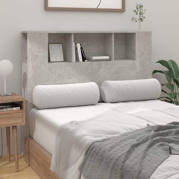 vidaXL Headboard Cabinet Concrete Grey 120x18.5x102.5 cm