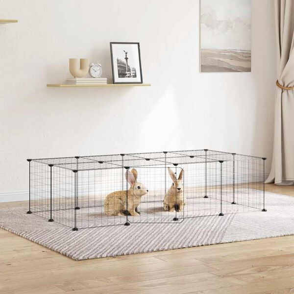 vidaXL 20-Panel Pet Cage with Door Black 35x35 cm Steel