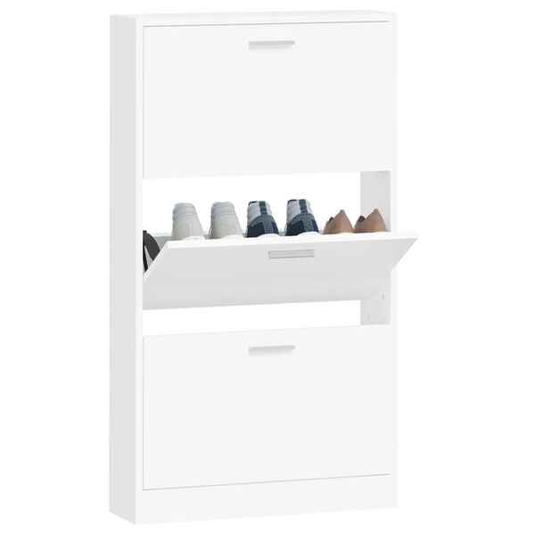 vidaXL Shoe Cabinet White 59x17x108 cm Engineered Wood