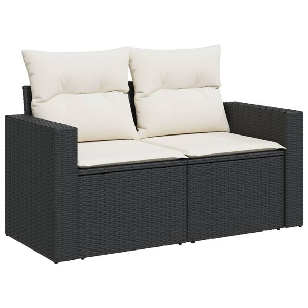 vidaXL 5 Piece Garden Sofa Set with Cushions Black Poly Rattan