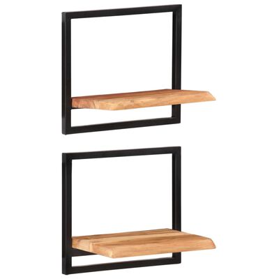 vidaXL Wall Shelves 2 pcs 40x24x35 cm Solid Wood Acacia and Steel