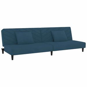 vidaXL 2-Seater Sofa Bed with Two Pillows Blue Velvet