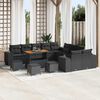 vidaXL Garden Sofa Set with Cushion 14 pcs Black Poly Rattan