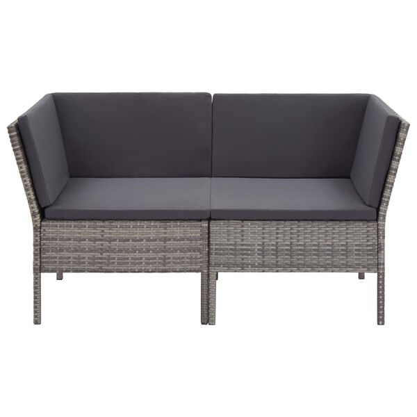 vidaXL 6 Piece Garden Lounge Set with Cushions Poly Rattan Grey