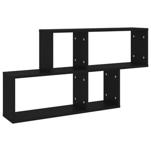 vidaXL Wall Shelf | Black | Engineered Wood | Medium | Wall mounting