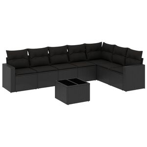vidaXL 8 Piece Garden Sofa Set with Cushions Black Poly Rattan