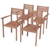 vidaXL Garden Chairs 4 pcs with Cream White Cushions Solid Teak Wood