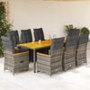 vidaXL 9 Piece Garden Bistro Set with Cushions Grey Poly Rattan