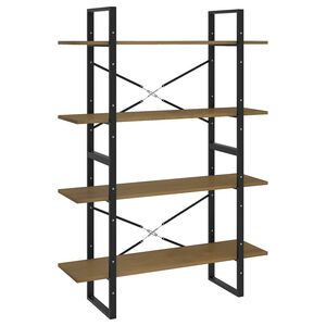 vidaXL Book Cabinet | Brown and Black | Solid pine wood and metal | Medium
