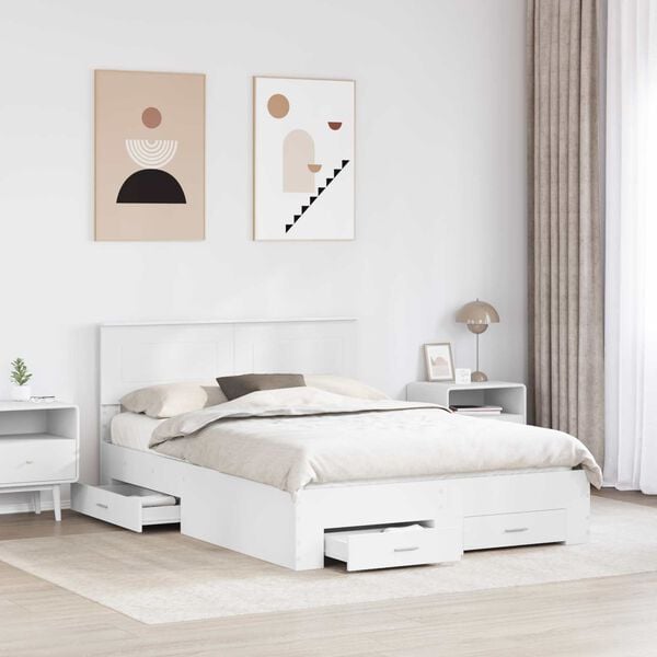 vidaXL Bed Frame with Headboard White 150 x 200 cm Engineered Wood