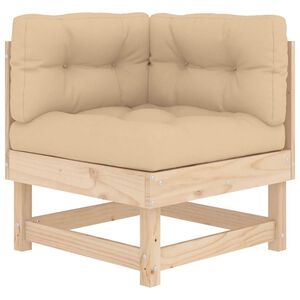 vidaXL Corner Sofa with Cushions Solid Wood Pine