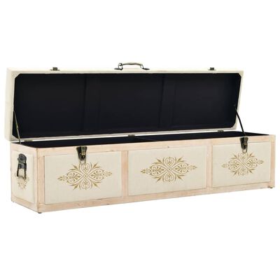 vidaXL Storage Bench 110 cm Cream Solid Firwood and Fabric