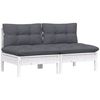 vidaXL 2-Seater Garden Sofa with Anthracite Cushions Solid Wood Pine