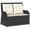 vidaXL Reclining Garden Bench with Cushions Black Poly Rattan