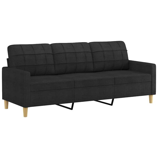 vidaXL 3-Seater Sofa Black 180 cm Fabric