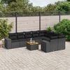 vidaXL 10 Piece Garden Sofa Set with Cushions Black Poly Rattan