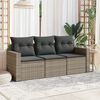 vidaXL 3 Piece Garden Sofa Set with Cushions Grey Poly Rattan