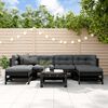 vidaXL 7 Piece Garden Lounge Set with Cushions Black Solid Wood