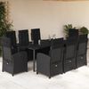 vidaXL 9 Piece Garden Dining Set with Cushions Black Poly Rattan