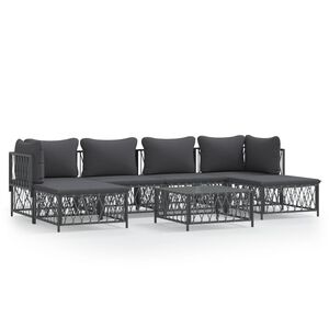 vidaXL 7 Piece Garden Lounge Set with Cushions Anthracite Steel