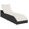 vidaXL Folding Sun Lounger with Cushion and Storage Black Poly Rattan