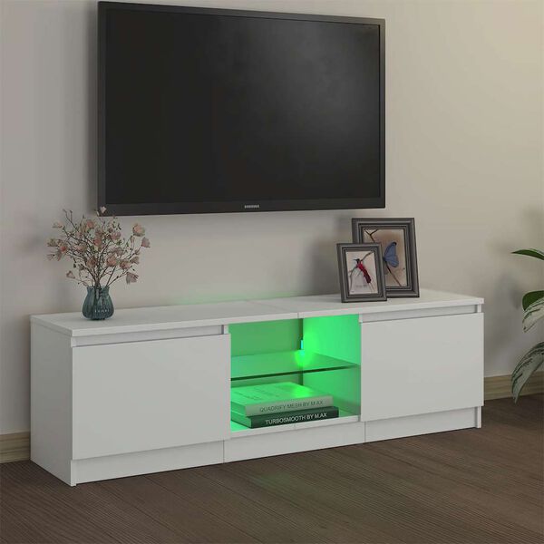 vidaXL TV Cabinet with LED Lights White 120x30x36 cm