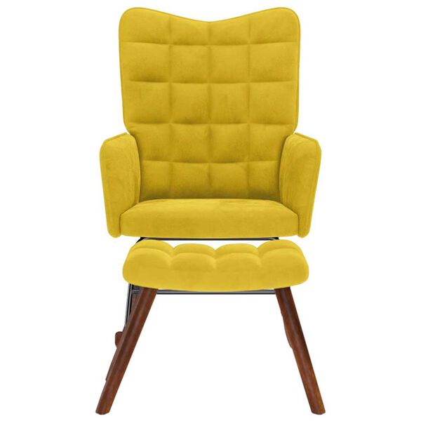 vidaXL Rocking Chair with Stool Yellow Velvet