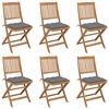 vidaXL Folding Chairs 6 pcs with Cushions Solid Acacia Wood