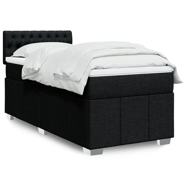 vidaXL Box Spring Bed with Mattress Black King Single Fabric