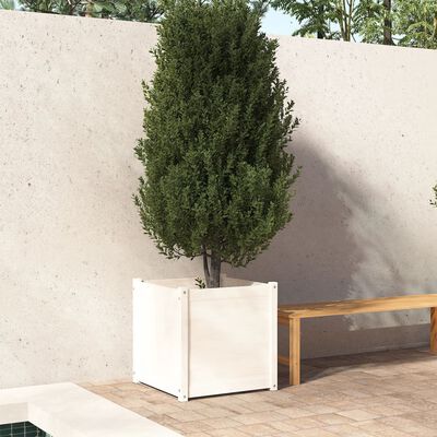 vidaXL Garden Planter White 60x60x60 cm Solid Pinewood