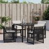 vidaXL Garden Chairs with Cushions 4 pcs Black Poly Rattan