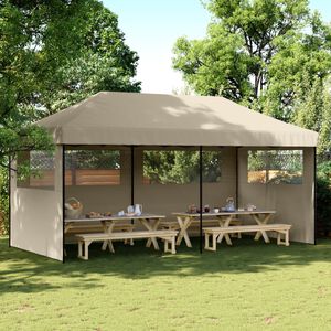vidaXL Party Tent Taupe with Black Frame Oxford Fabric