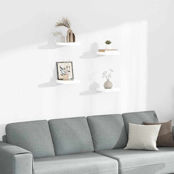vidaXL Floating Wall Shelves 4 pcs High Gloss White 23x23.5x3.8 cm MDF