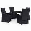 vidaXL 5 Piece Garden Dining Set with Cushions Black