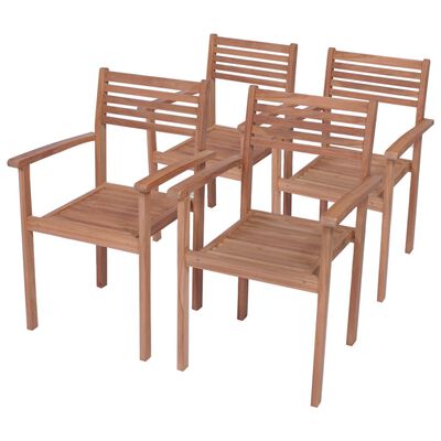 vidaXL Garden Chairs 4 pcs with Anthracite Cushions Solid Teak Wood
