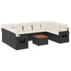 vidaXL 10 Piece Garden Sofa Set with Cushions Black Poly Rattan