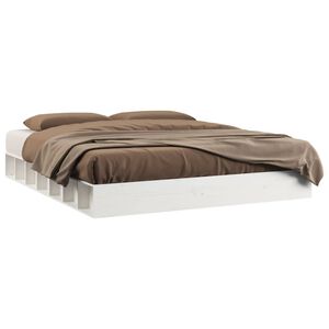vidaXL Bed Frame without Mattress White 150x200 cm King Size King Size Solid Wood