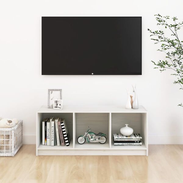 vidaXL TV Cabinet White 104x33x41 cm Solid Pinewood