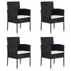 vidaXL Garden Chairs with Cream White Cushions 4 pcs Black Poly Rattan