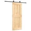 vidaXL Sliding Door Natural and Black 80 x 210 cm Solid Pine Wood