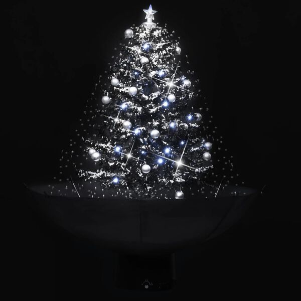 vidaXL Snowing Christmas Tree with Umbrella Base Black 75 cm PVC