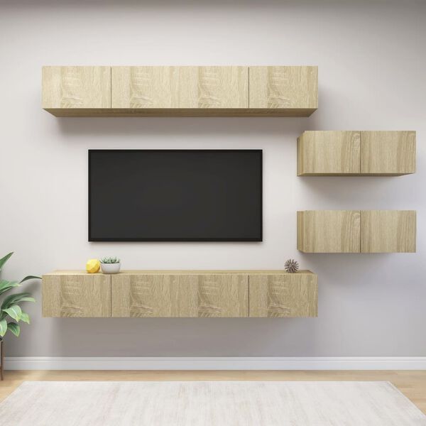 vidaXL 6 Piece TV Cabinet Set Sonoma Oak Engineered Wood