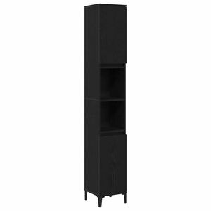 vidaXL Bathroom Cabinet Black Oak 30 x 30 x 190 cm Engineered Wood